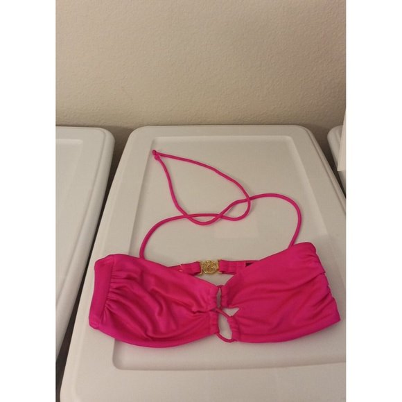 Victoria's Secret Other - Women's Victoria's Secret Hot Pink Band Bikini Top Gold VS Closure Medium